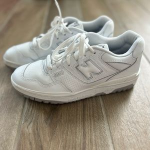 New balance 550 white with grey sole accent.